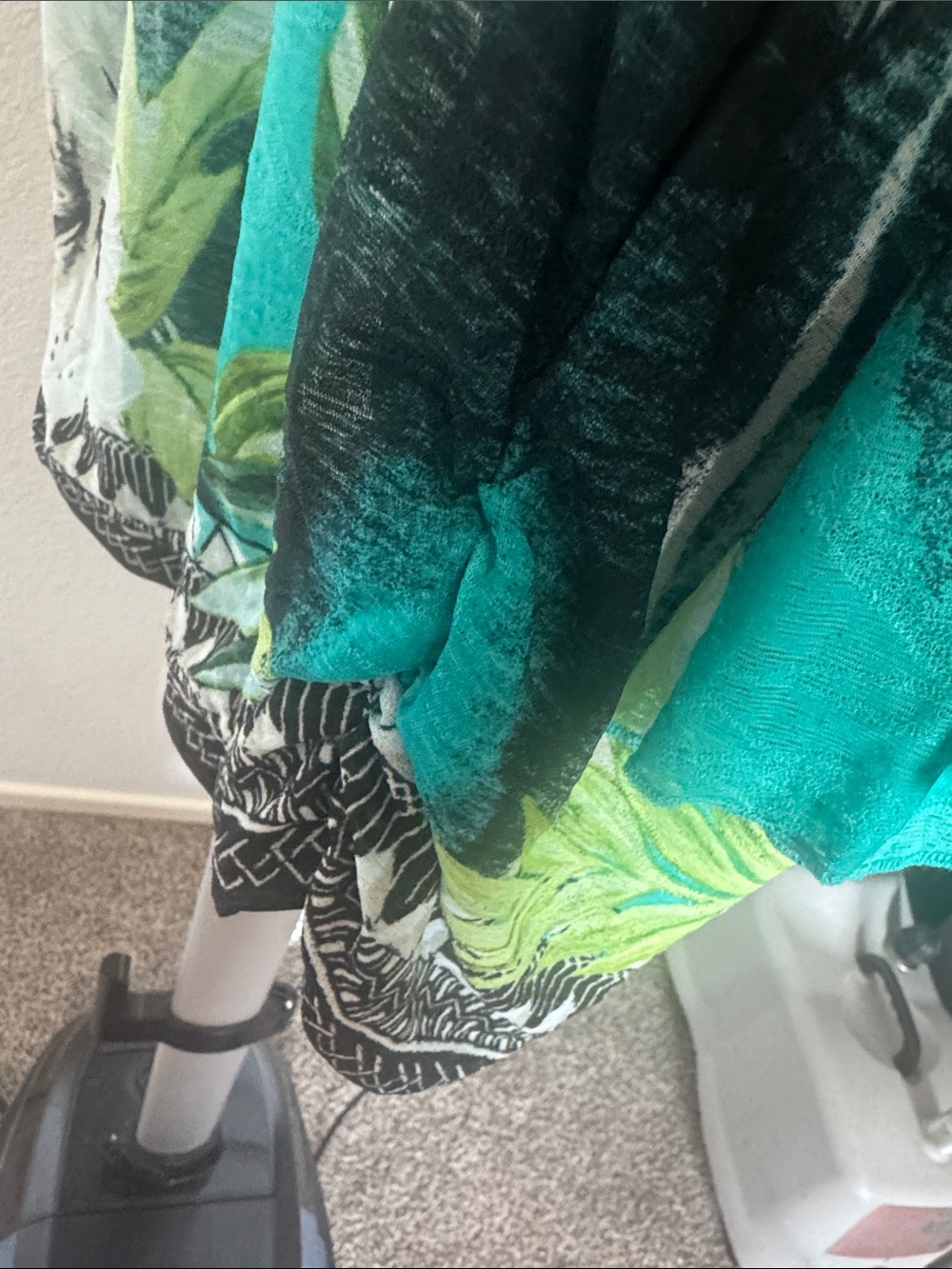 JM Collection Teal & White Floral Scoop-Neck Tunic with Sparkle - Picture 4 of 5